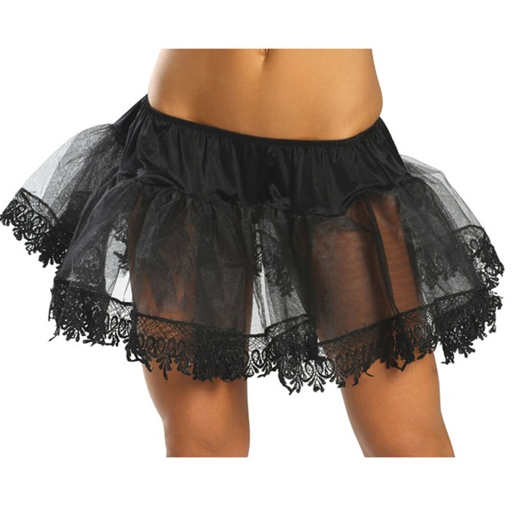 Lace Teardrop Trimmed Petticoat Layered Black - Picture 1 of 2